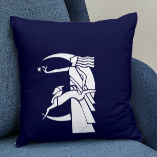 Art Deco Moon Goddess Illustration Celestial Throw Pillow