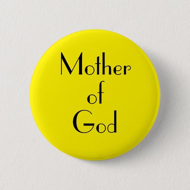 Art Deco Mother of God Text Typography Button (Front)