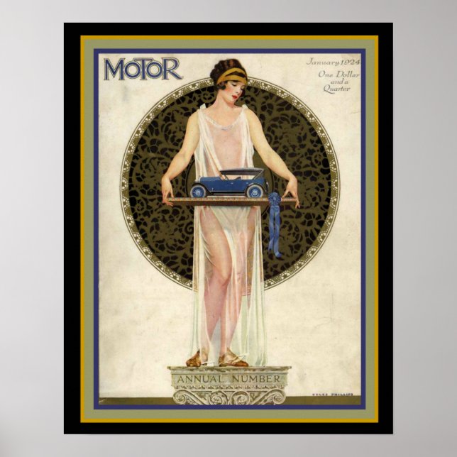 Art Deco Motor Magazine Cover 16 x 20 Poster (Front)
