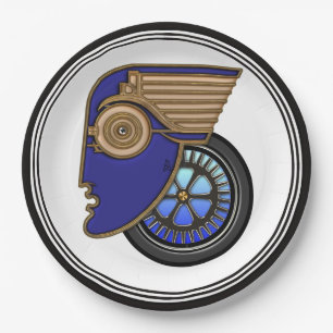 Art Deco Motorhead Paper Plates
