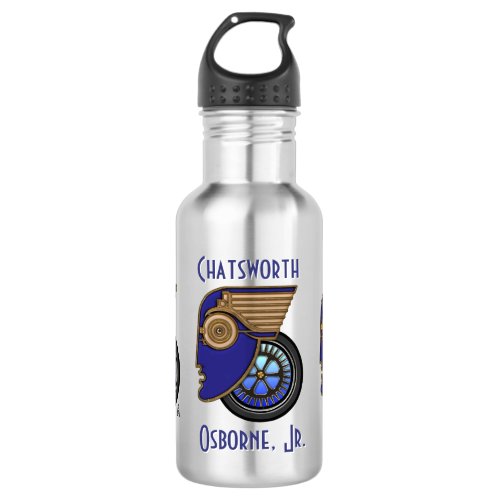 Art Deco Motorhead Personalized Stainless Steel Water Bottle