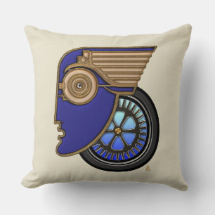 Art Deco Motorhead Throw Pillow
