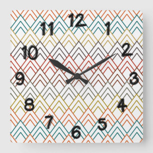 Art Deco Mountains Square Wall Clock