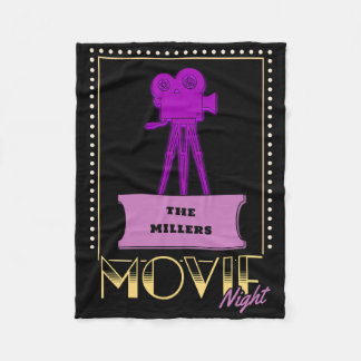 Art Deco Movie Night Personalized Family Name Fleece Blanket