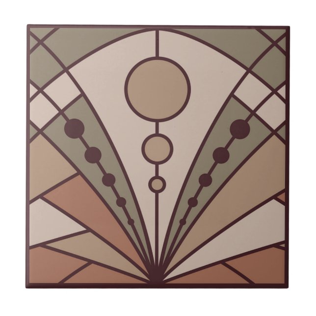 Art Deco (natural terracotta shades) Ceramic Tile (Front)