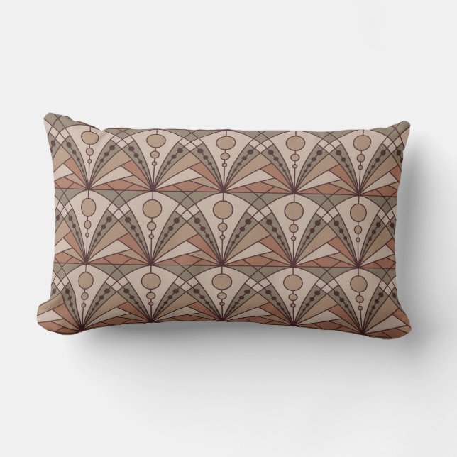 Art Deco (natural terracotta shades) Lumbar Pillow (Front)