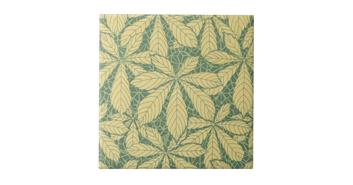 et eller andet sted skammel respons art deco nature leaves foliage pattern art ceramic tile | Zazzle.com