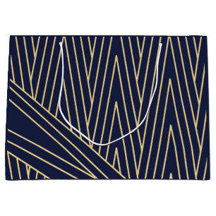 Art Deco Navy and Gold Large Gift Bag