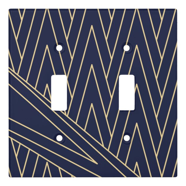 Art Deco Navy and Gold Light Switch Cover (Front)