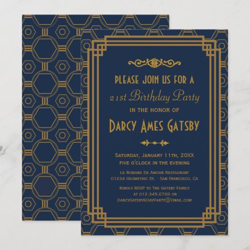 Art Deco Birthday Party Invitations