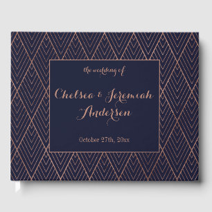 Art Deco Navy Gold Custom Wedding Guest Book