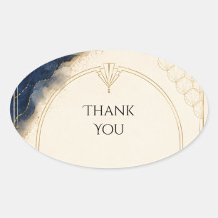 Art Deco Navy Gold Wedding Sticker