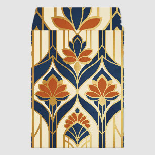 Art Deco Navy Terracotta & Gold Floral Envelope Mailers