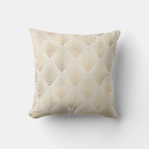 Art Deco Net Ivory Beige Creamy Sepia Gold Linear Throw Pillow