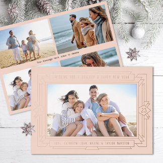 Art Deco New Year Multi Photo Foil Holiday Card