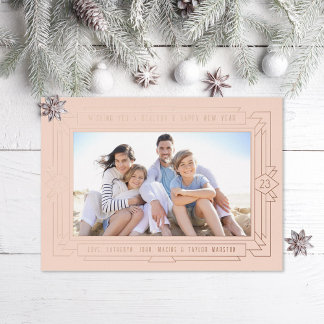 Art Deco New Year Photo Foil Holiday Card