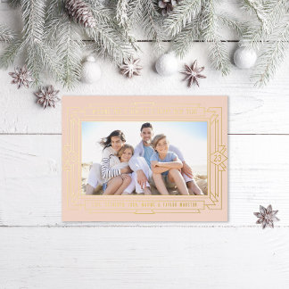 Art Deco New Year Photo Foil Holiday Postcard