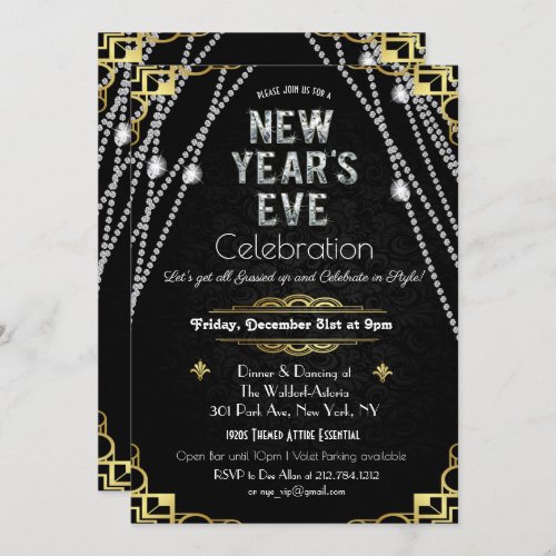 Art Deco New Years Eve Invitation