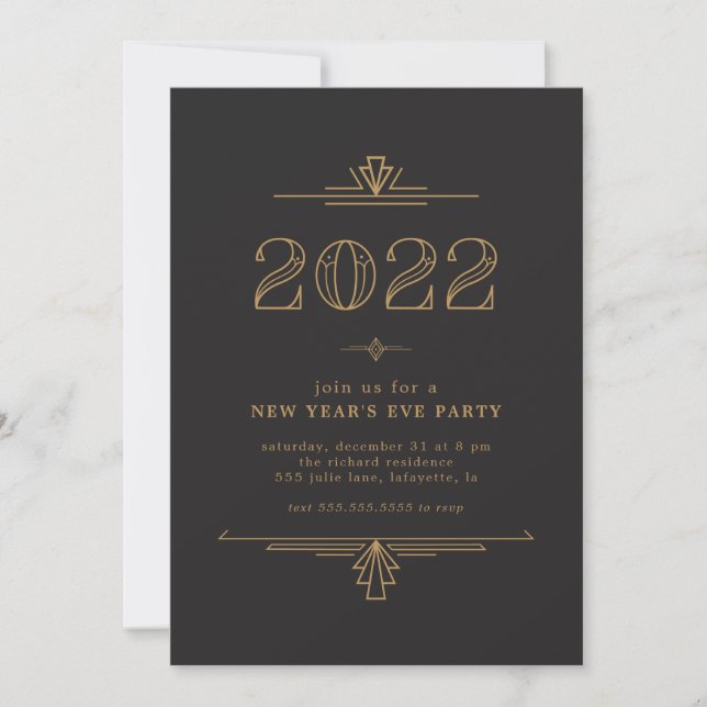 Art Deco New Year's Party Invitations (Front)