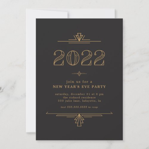 Art Deco New Years Party Invitations
