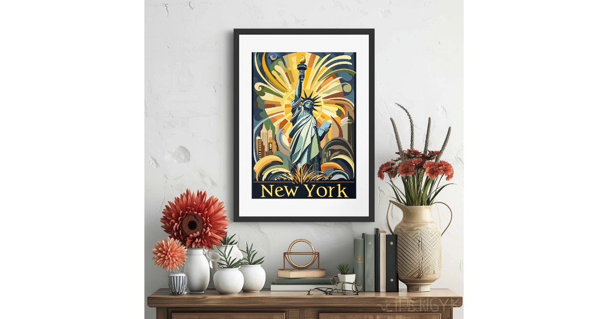 Art Deco New York Statue of Liberty Vintage Poster | Zazzle