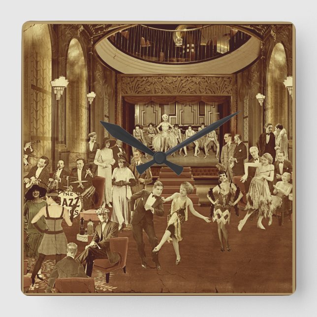 Art Deco Night Club Square Wall Clock (Front)