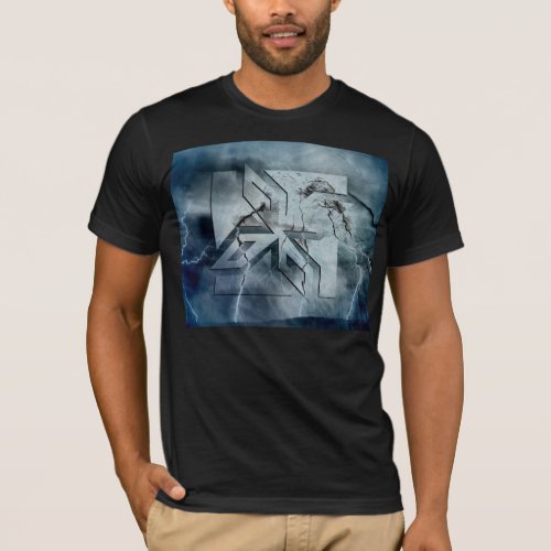 Art Deco Ninja Star Icon Galaxy lightning overlay T_Shirt