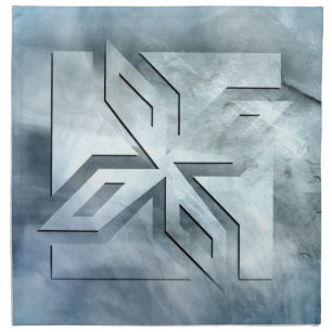 Art Deco Ninja Star Icon on stone Napkin