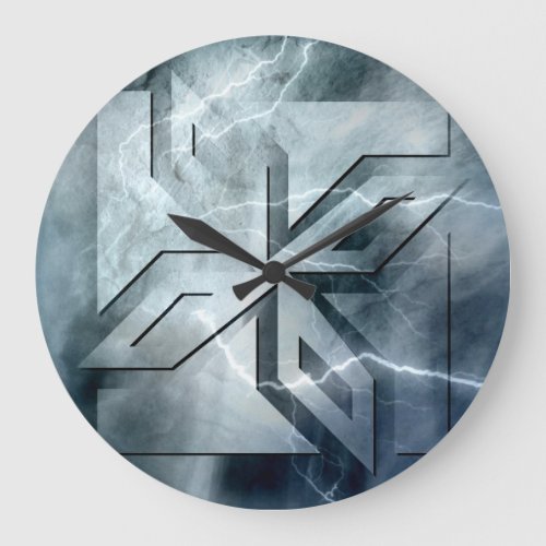 Art Deco Ninja Star Icon Stone Lighting Overlay Large Clock
