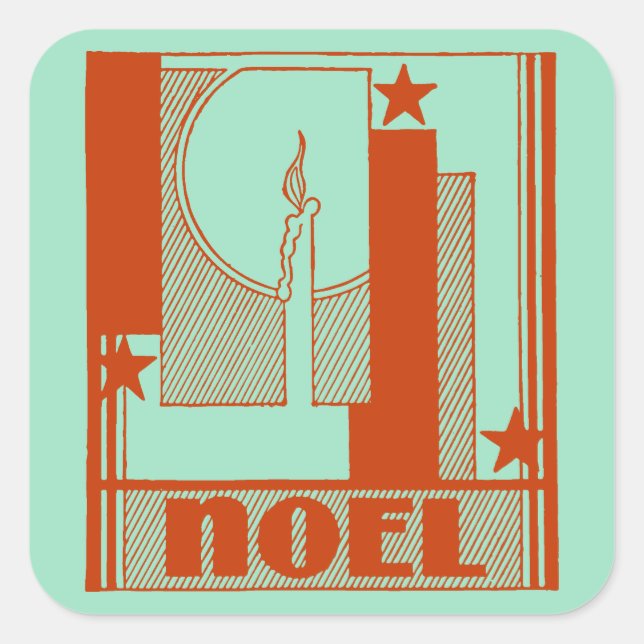 Art Deco Noel Christmas Square Sticker (Front)