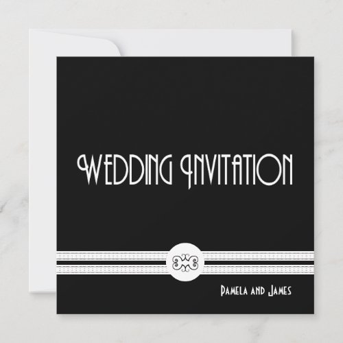 Art Deco Noir Chic Black and White Formal Custom Invitations