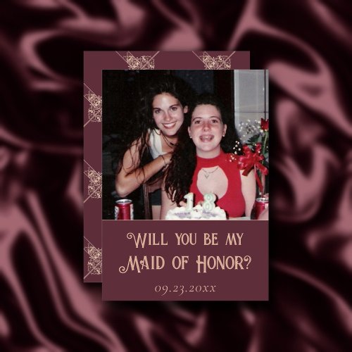 Art Deco Nouveau  Burgundy Be My Maid of Honor Invitation