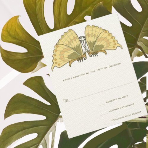 Art Deco Nouveau Butterfly Response RSVP Card