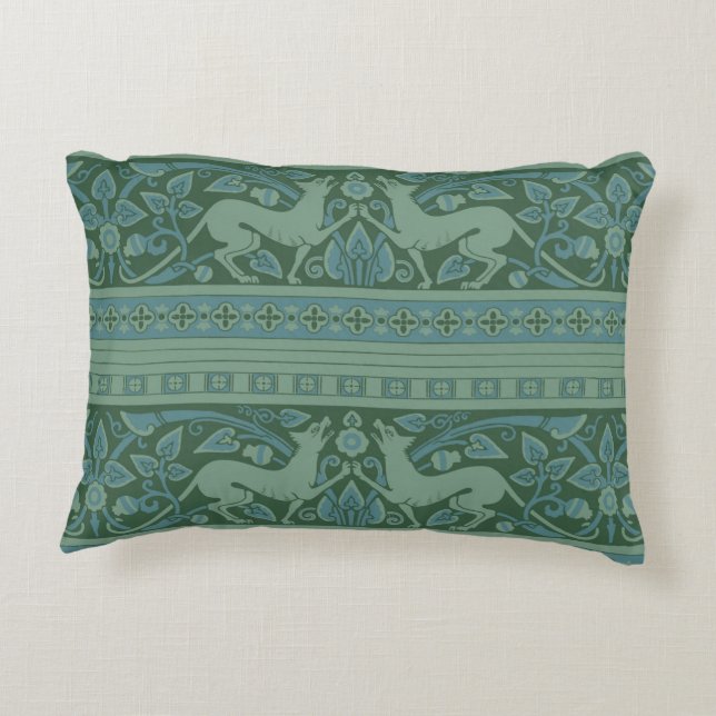 Art Deco Nouveau Dog Nature Animal Pattern Accent Pillow (Back)