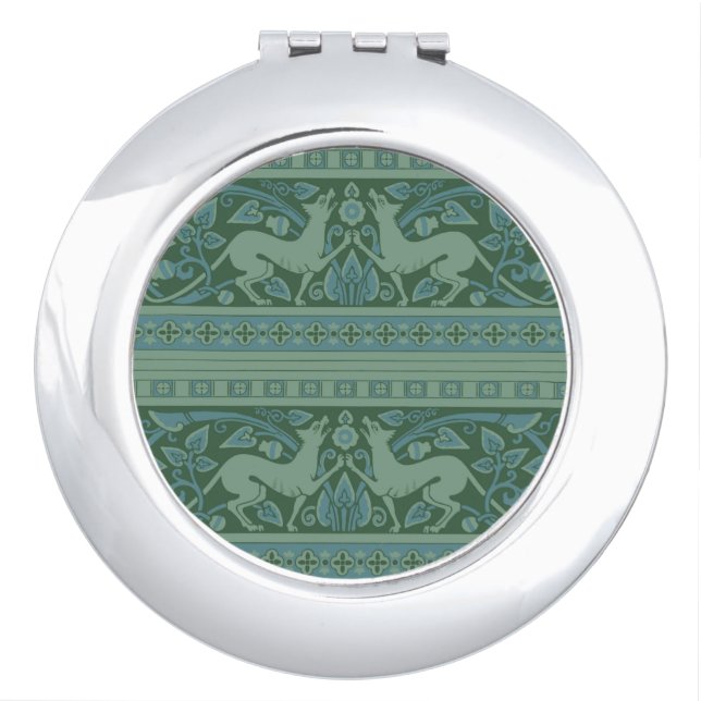 Art Deco Nouveau Dog Nature Animal Pattern Compact Mirror (Front)