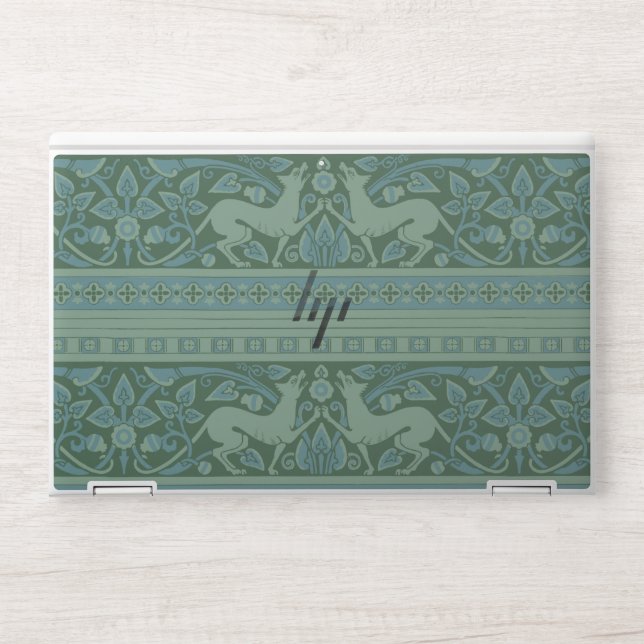 Art Deco Nouveau Dog Nature Animal Pattern HP Laptop Skin (Front)
