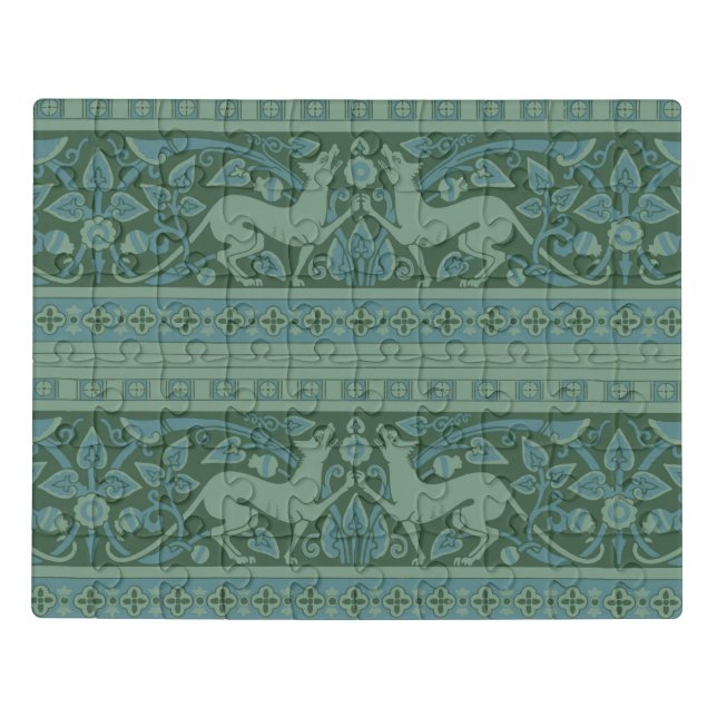 Art Deco Nouveau Dog Nature Animal Pattern Jigsaw Puzzle (Puzzle Horizontal)