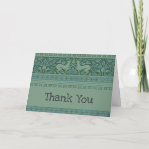 Art Deco Nouveau Dog Nature Animal Pattern Letterpress Thank You Card