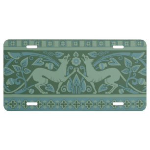 Art Deco Nouveau Dog Nature Animal Pattern License Plate