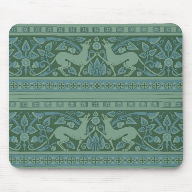 Art Deco Nouveau Dog Nature Animal Pattern Mouse Pad (Front)