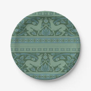 Art Deco Nouveau Dog Nature Animal Pattern Paper Plates