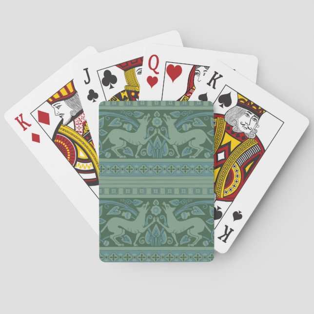 Art Deco Nouveau Dog Nature Animal Pattern Poker Cards (Back)