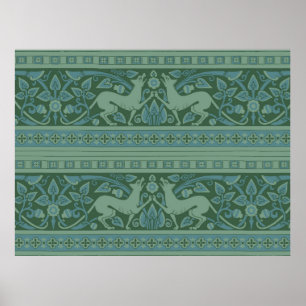 Art Deco Nouveau Dog Nature Animal Pattern Poster