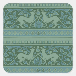 Art Deco Nouveau Dog Nature Animal Pattern Square Sticker