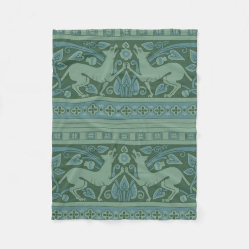 Art Deco Nouveau Dog Nature Botanical Antique Fleece Blanket