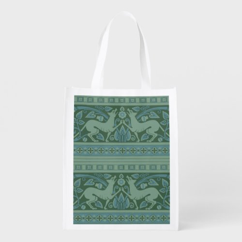 Art Deco Nouveau Dog Nature Botanical Antique Grocery Bag