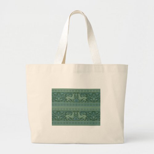 Art Deco Nouveau Dog Nature Botanical Antique Large Tote Bag