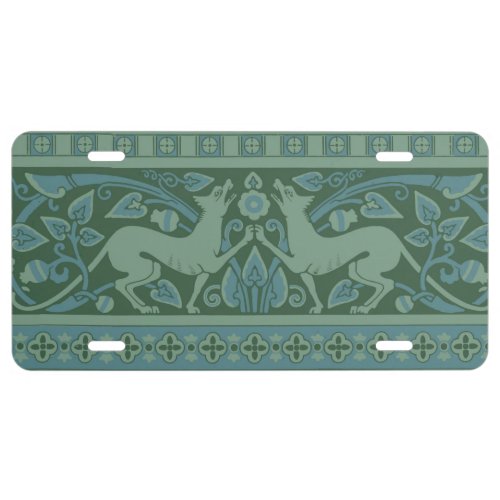 Art Deco Nouveau Dog Nature Botanical Antique License Plate