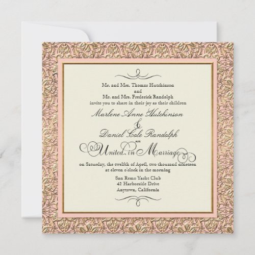 Art Deco Nouveau Faux Gold Floral Damask Lace Personalized Invitations