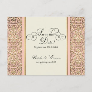 Art Deco Nouveau Faux Gold Floral Damask Lace Invitation Postcard